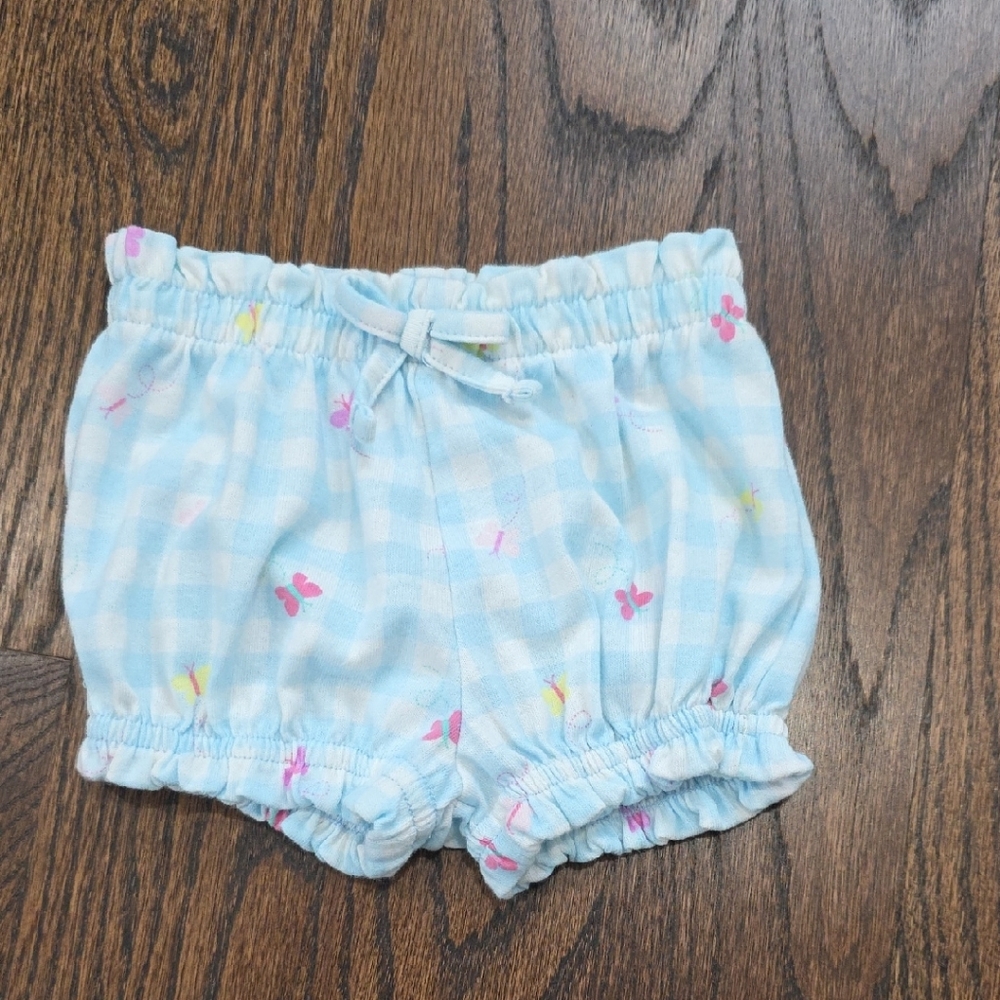 NWOT Garanimals Blue Checkered Diaper Cover with Pink and Yellow Butterflies